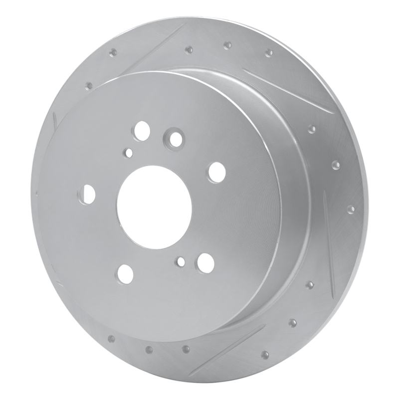 Lexus RX330 Brake Rotor (1) - Rear Left - R1 Concepts - Drilled & Slotted - Silver - `04-`09
